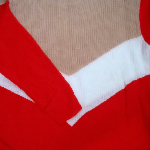 Colorblock Chevron Stripe Sweater M - Picture 6 of 7